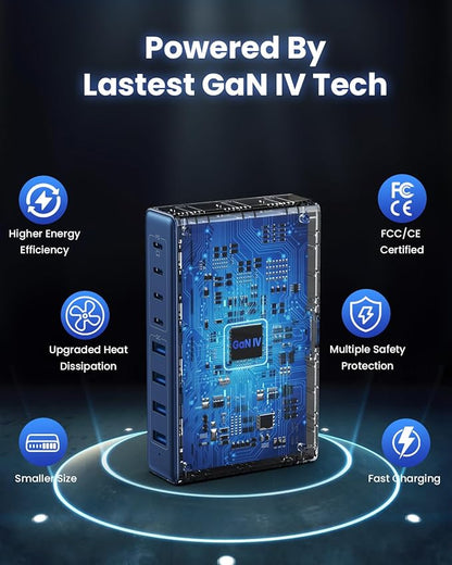 200W USB C Charger Block, GaN IV Charging Station 8 Ports, QC4.0 Fast Charging - Image 5