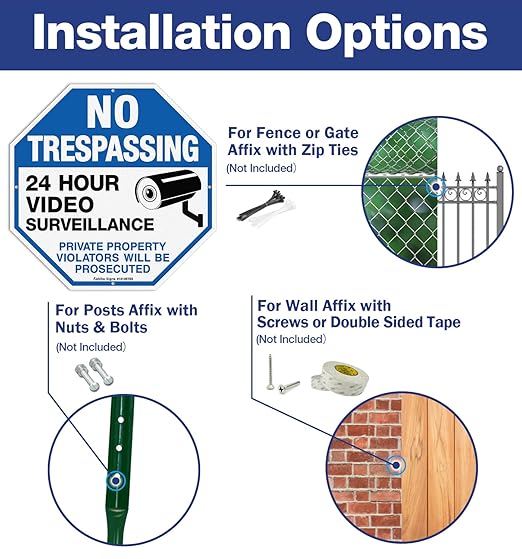 4-Pack No Trespassing Sign Private Property Protected By Video Surveillance - Image 3