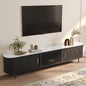 POVISON Sliding Tambour Door TV Stand, Mid Century Modern Sintered Stone TV by POVISON