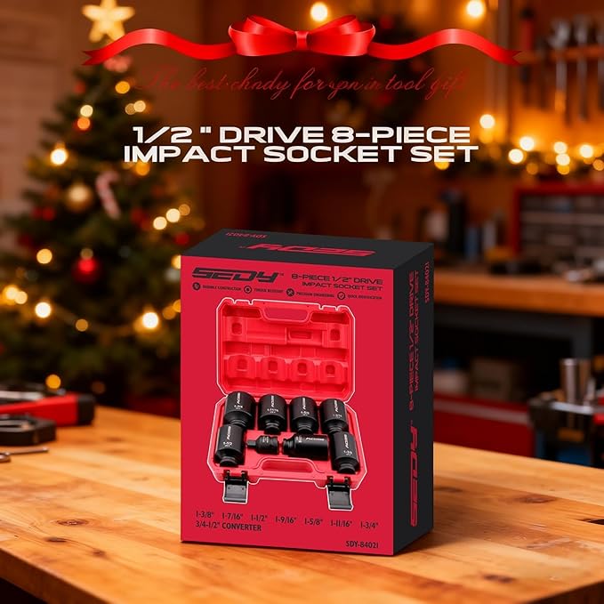 SAE Deep Impact Socket Set 8-Piece 1/2-inch Drive Wheel Axle Nut Wrench Large - Image 8