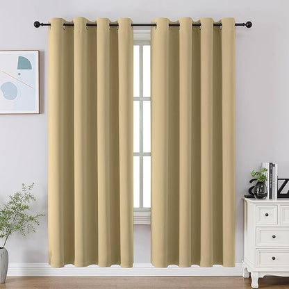 CUCRAF Beige Blackout Curtains 72 Inches Long, Thermal Insulated Noise Reducing by CUCRAF