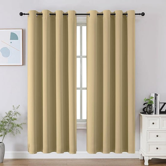 CUCRAF Beige Blackout Curtains 72 Inches Long, Thermal Insulated Noise Reducing by CUCRAF