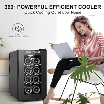 8 Bottles Wine Cooler Refrigerator, Small Wine Fridge, Mini Wine Fridge - Image 7