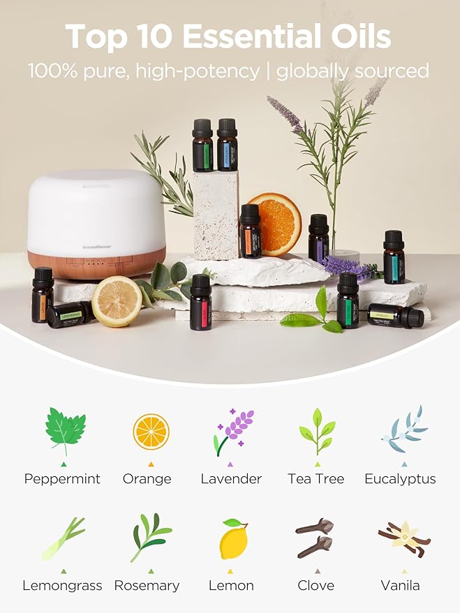 InnoGear Aromatherapy Diffuser & 10 Essential Oils Set, 500ml Essential Oil - Image 5