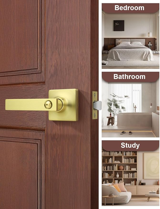 Mengico 8 Pack Gold Privacy Lever Door Handle Interior - Image 6