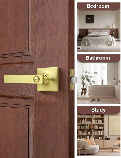 Mengico 8 Pack Gold Privacy Lever Door Handle Interior - Image 6
