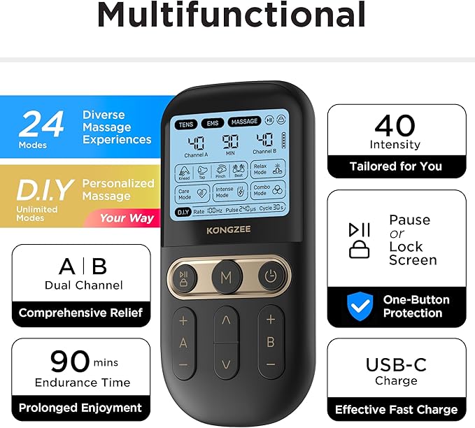 4 in 1 - D.I.Y & Tens Unit & EMS & Massage Muscle Stimulator, Dual Channel TENS - Image 4