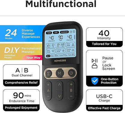 4 in 1 - D.I.Y & Tens Unit & EMS & Massage Muscle Stimulator, Dual Channel TENS - Image 4