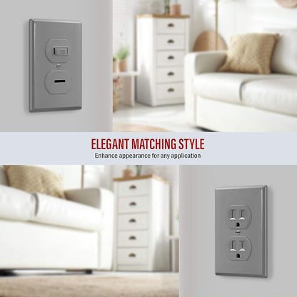 ENERLITES Duplex Wall Plates Kit, Home Electrical Outlet Cover, 1-Gang Standard - Image 4
