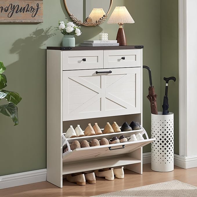 Shoe Storage Cabinet, Farmhouse Shoe Organizer by Barnyatoh