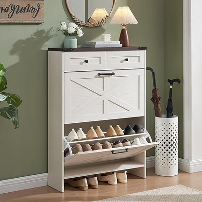 Shoe Storage Cabinet, Farmhouse Shoe Organizer by Barnyatoh