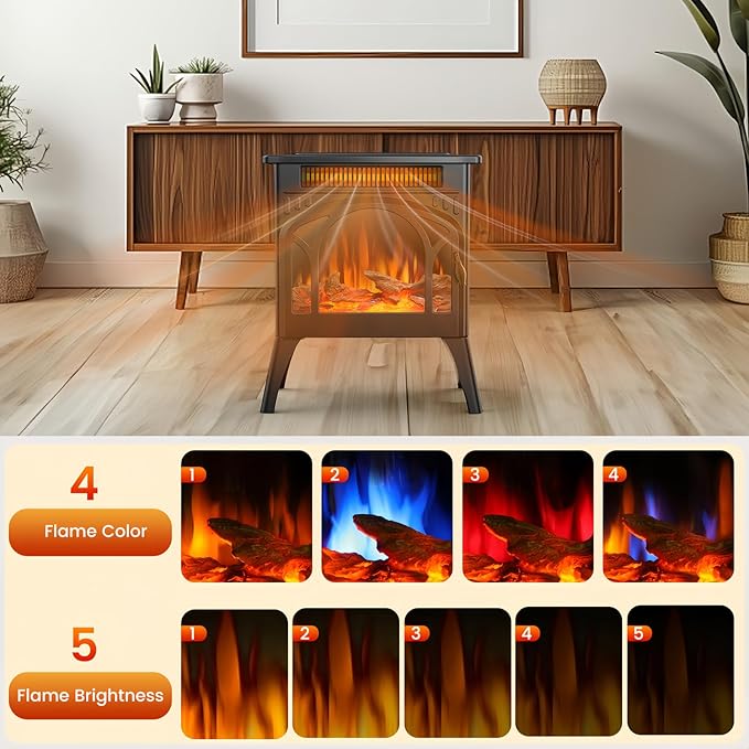Electric Fireplace Stove, Fast Heating, 1500W X Infrared Fireplace Heater - Image 3