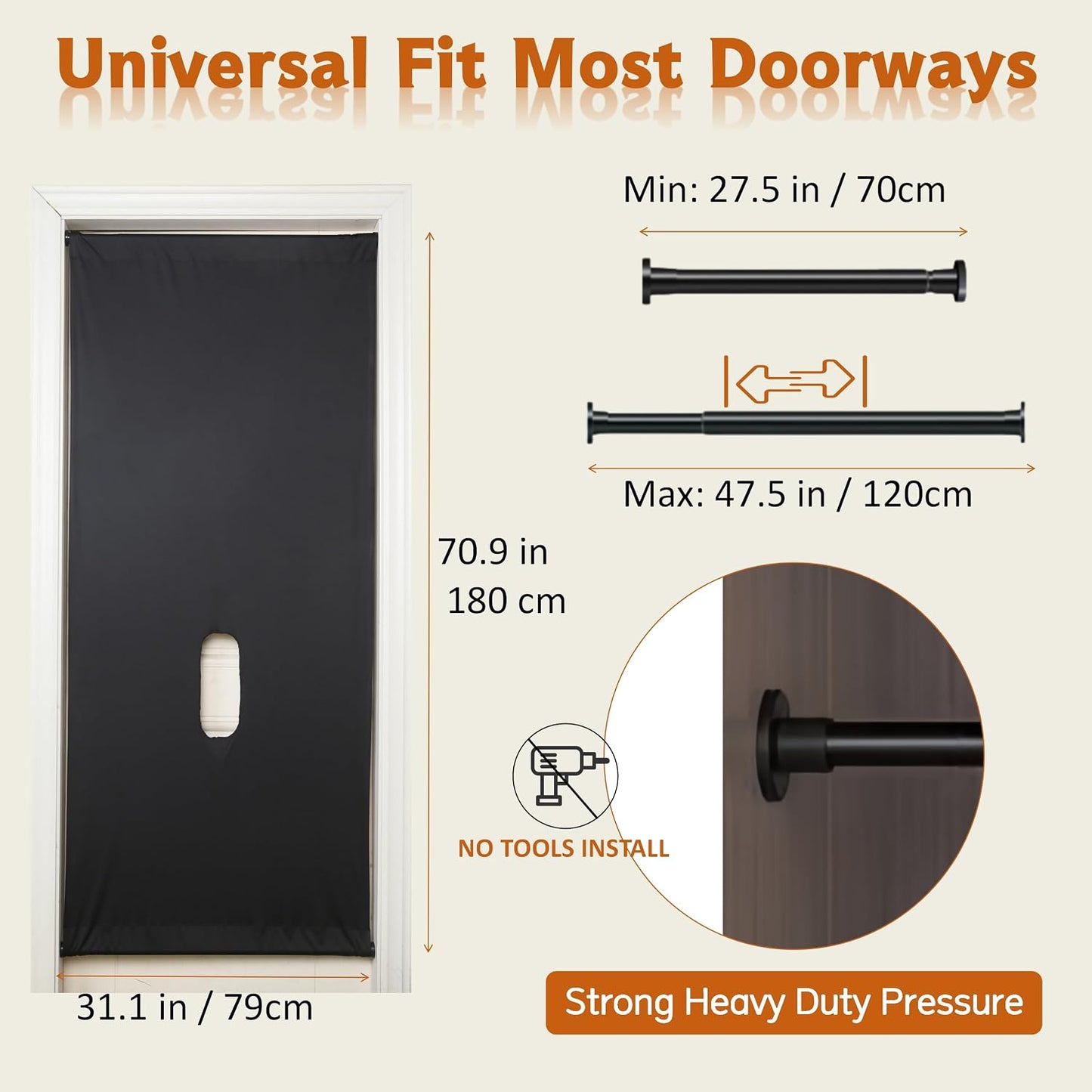 Glory Hole Wall Doorway Kit, Adjustable Height Comfort Door Curtain,Portable Temporary Wall Partition Fits Most Standard Door Sizes, Durable Curtain Set.Provide Fun and Excited
