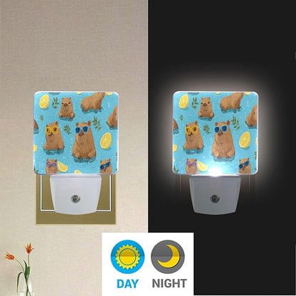 Pigsaly Led Night Light Cute Capybara Lemon Night Light Plug in Wall Lamp Smart - Image 5