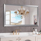 Amorho Bathroom Mirror, 50 X30 Inch Silver Thick Metal Framed Wall Mirrors by Amorho