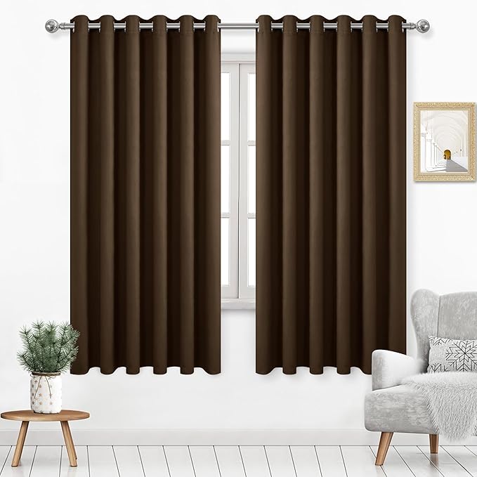 DWCN Brown Curtain 70 Inches Wide, Extra Wide Drapes by DWCN