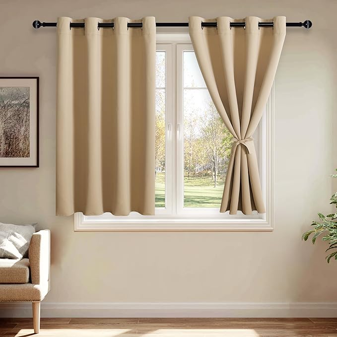 JIUZHEN Beige Blackout Curtains by JIUZHEN