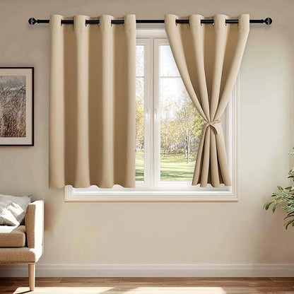 JIUZHEN Beige Blackout Curtains by JIUZHEN