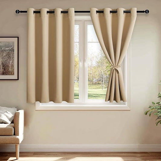 JIUZHEN Beige Blackout Curtains by JIUZHEN
