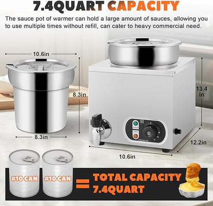 Nacho Cheese Warmer Dispenser 7.4Quart Hot Fudge Warmer Commercial Soup Warmer - Image 2