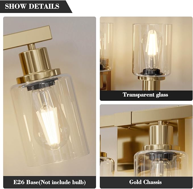 DIKAIDA 6 Light Gold Bathroom Vanity Light, Bathroom Light Fixtures - Image 6