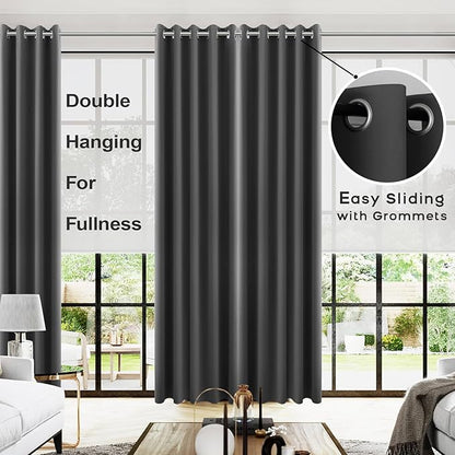 KOUFALL 96 Inch Curtains Long 2 Panel Set, 70 Inch Wide Grommet Blackout Drapes - Image 2