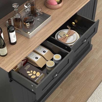 Sideboard Buffet Cabinet with 2 Drawers, Farmhouse Kitchen Pantry with - Image 6
