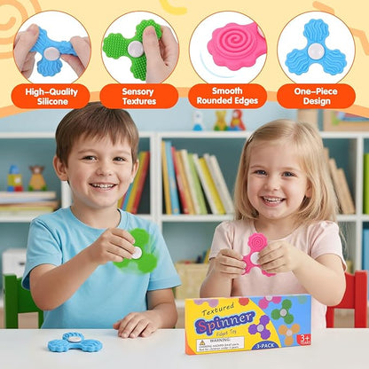3 PCS Silicone Fidget Spinners, Sensory Toys - Image 3