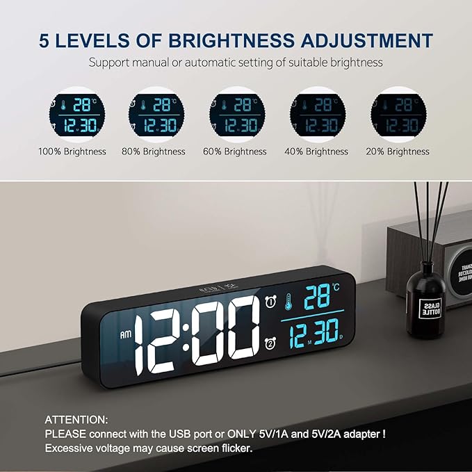 Hournor Digital Clock for Bedroom, Digital Wall Clock for Living Room Decor - Image 3
