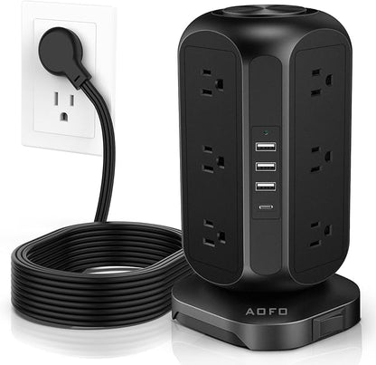 Power Strip Tower AOFO Surge Protector 12 AC Outlets by AOFO
