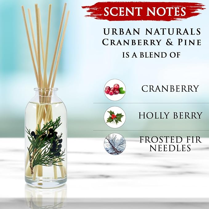 Urban Naturals Holiday Cranberry & Pine Holiday Wreath Reed Diffuser Set - Image 3