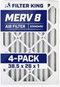 Filter King 38.5x26x1 Air Filter | 4-PACK | MERV 8 HVAC Pleated A/C Furnace by FilterKing