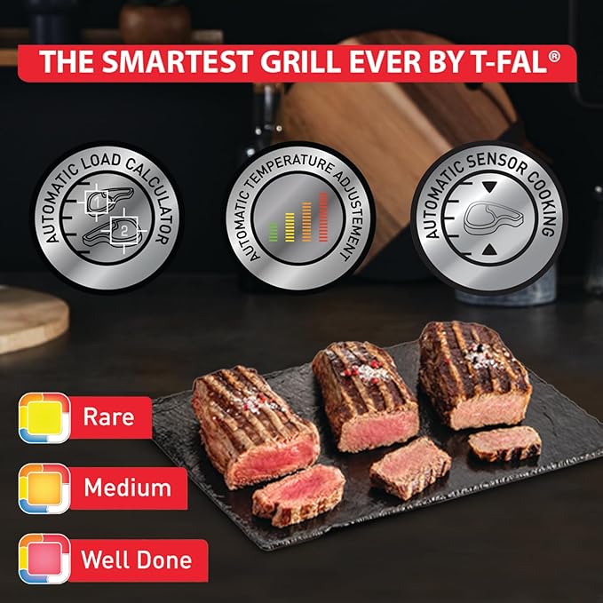 T-Fal OptiGrill Stainless Steel Electric Grill, 4 Servings, 6 Automatic Cooking - Image 2