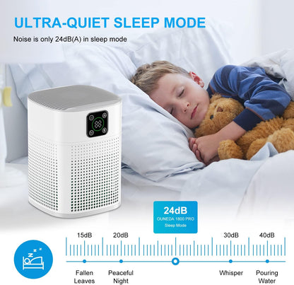 honeyuan air purifiers for bedroom, h13 hepa filter, front angle view