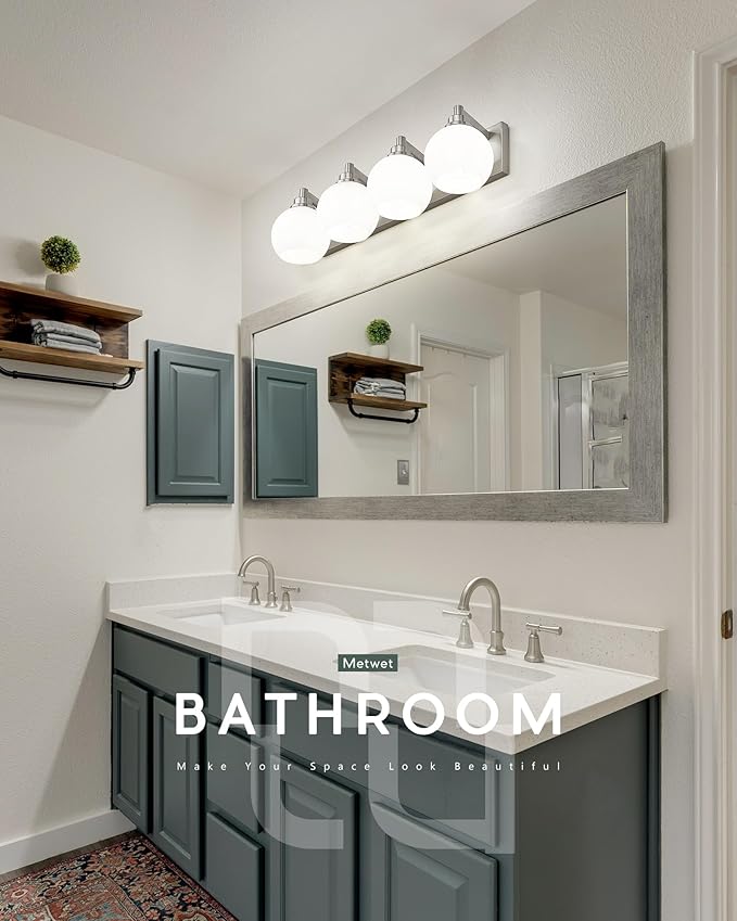 METWET Bathroom Light Fixtures, 4 Light Brushed Nickel Vanity Light, 26 Inch - Image 5