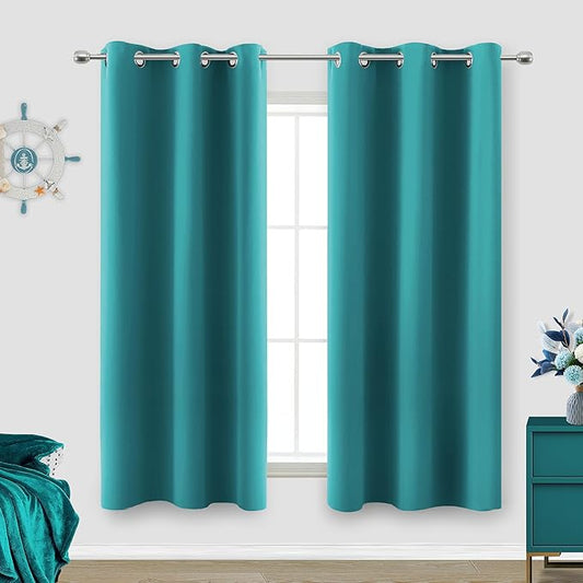 KOUFALL Teal Blackout Insulated Thermal Window Curtain Panels by KOUFALL