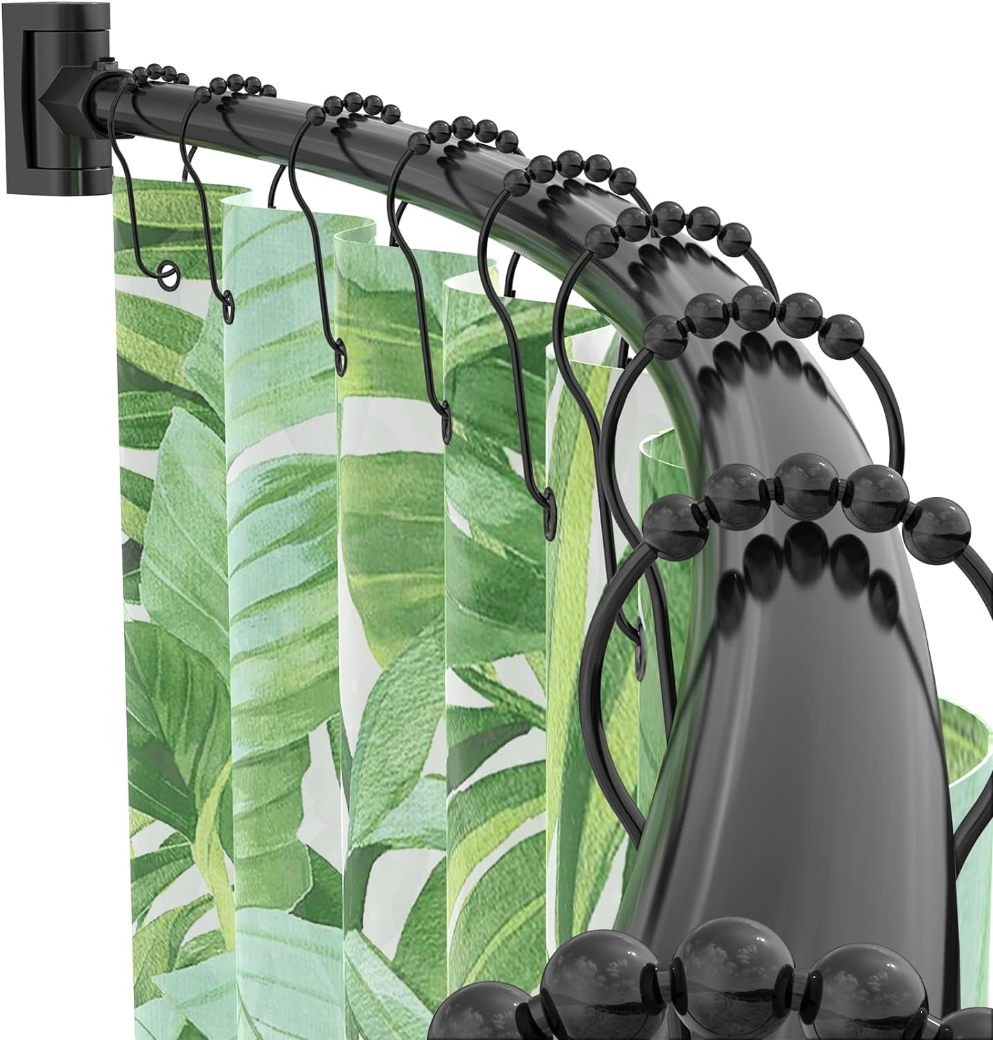 Curved Shower Curtain Rod For Bathroom, 38-72 Inches Adjustable, Black | Need To Drill, Easy Installation, 0.9MM thickness, Rotate Bracket For Extra 30% Large Shower Space, Round Shower Rod