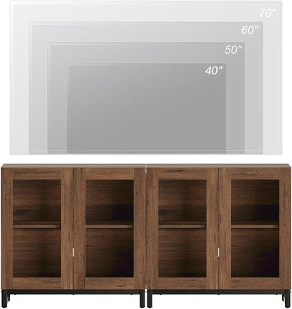 WAMPAT 63 Inch TV Stand with Glass Doors - Image 5