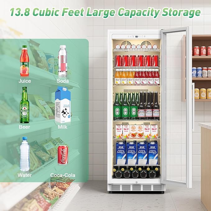 Commercial Merchandiser Refrigerator, 13.8 Cu Ft Display Beverage Fridge - Image 2