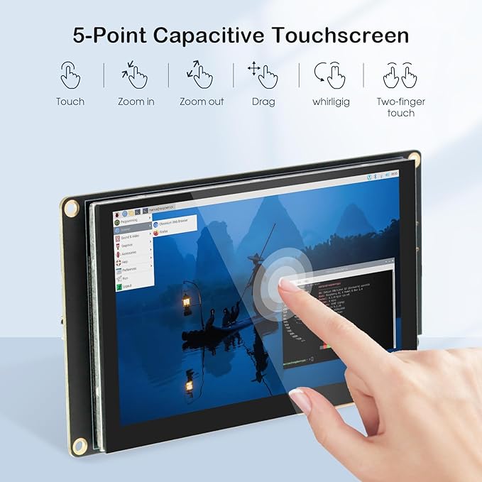 ELECROW 5 Inch Mini Touchscreen Monitor, TN Capacitive 5-Point Touch Screen - Image 2