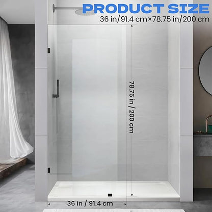 36" W x 78.75" H Shower Screen, Fixed Frameless Shower Glass Panel - Image 7