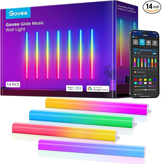 Govee Glide RGBIC Wall Lights, Music Wall Lights Works by Govee