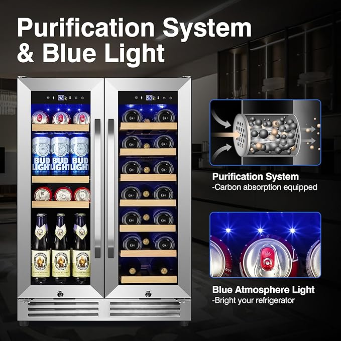 24 Inch Upgraded Wine and Beverage Refrigerator– Dual Zone Beverage Cooler - Image 4
