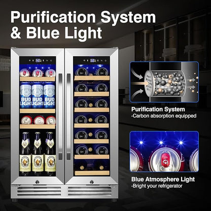 24 Inch Upgraded Wine and Beverage Refrigerator– Dual Zone Beverage Cooler - Image 4