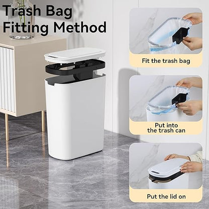 5 Gallon Motion Sensor Bathroom Trash Can Automatic Garbage Cans - Image 3