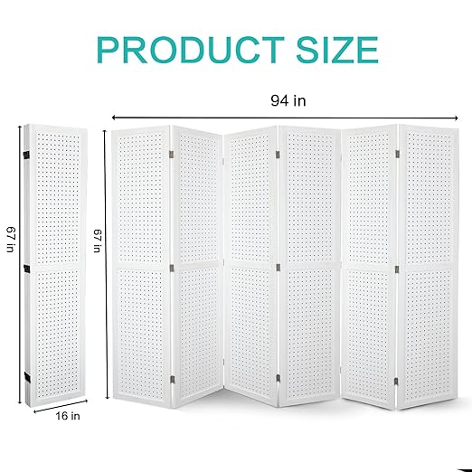 Babion 6 Panel Pegboard Display, Freestanding Folding Privacy Screens - Image 7