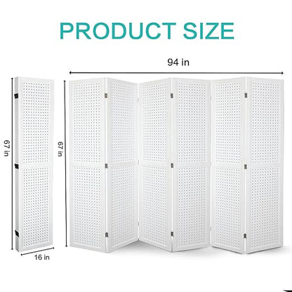Babion 6 Panel Pegboard Display, Freestanding Folding Privacy Screens - Image 7