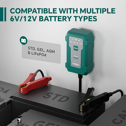 VEBU Motorcycle Trickle Charger 800mA Smart Battery Charger & Maintainer - Image 3