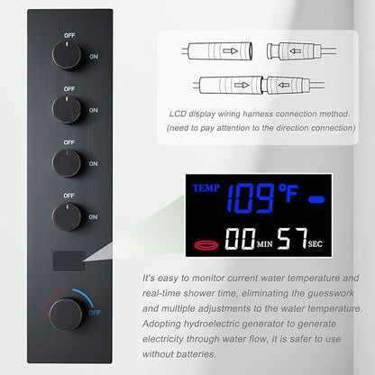 KATAIS Temperature Display Oil Rubbed Bronze Shower System, Push Button Shower - Image 9