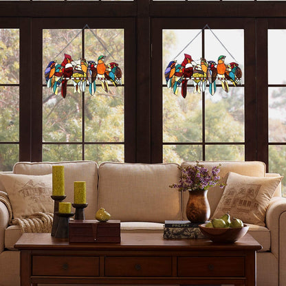 Capulina Tiffany Birds Stained Glass Window Panels Hangings | Birds Stained Glass Suncatcher Gifts Decor for Home Office